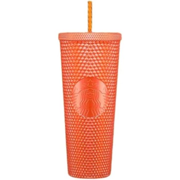 STARBUCKS Fall 2022 Pearlized Orange Studded Tumbler Cold Cup 24 oz-NEW! - Picture 1 of 7
